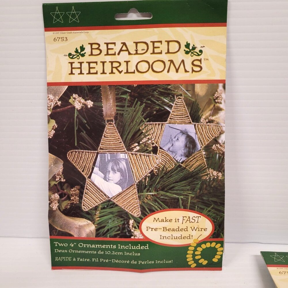 Beaded Heirlooms Lot 11 Two 4'' Star Shape Frame Ornament 1997 Wire Beads 6753